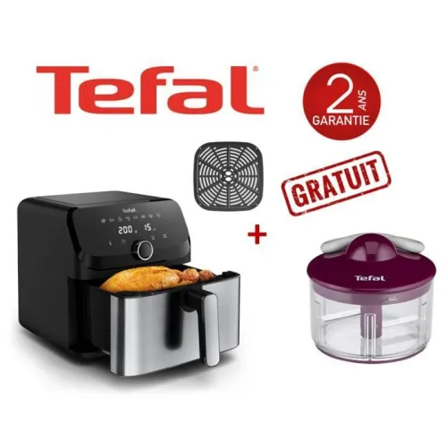 FRITEUSE EASY FRY MEGA SS 7.5L +HACHOIR MANUEL 500ML K1330685 TEFAL