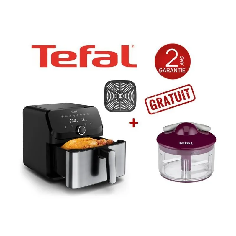 FRITEUSE EASY FRY MEGA SS 7.5L +HACHOIR MANUEL 500ML K1330685 TEFAL