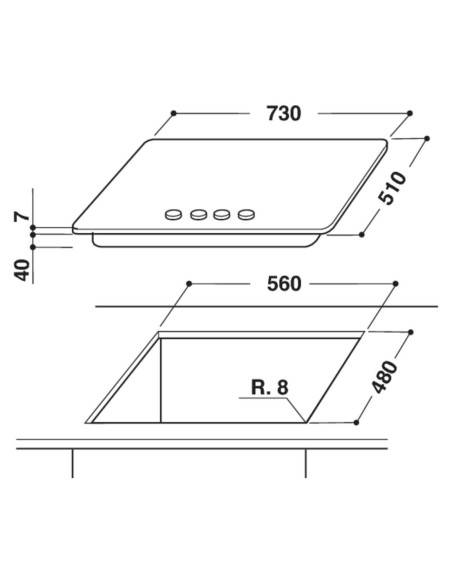 TABLE DE CUISSON 75CM 5F IXELIUM WHIRLPOOL