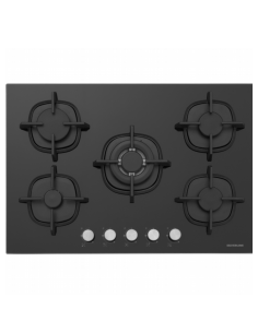 TABLE DE CUISSON EN VERRE NOIR 5F A GAZ  SILVERLINE