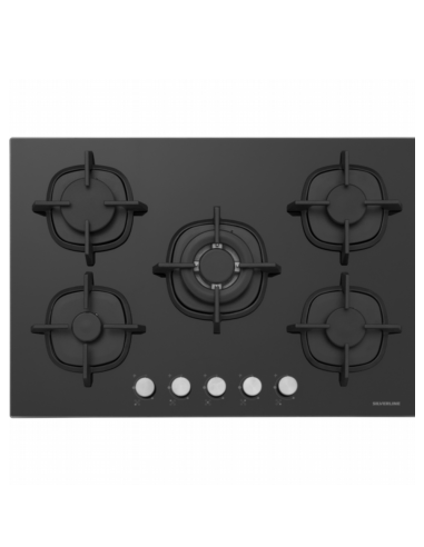 TABLE DE CUISSON EN VERRE NOIR 5F A GAZ  SILVERLINE