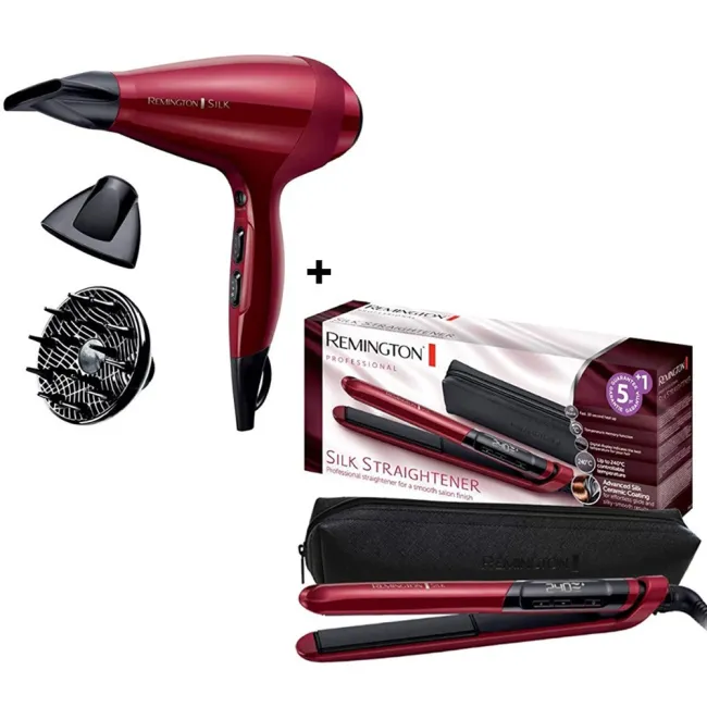 COFFRET CADEAU : SECHE CHEVEUX SLIK+LISSEUR SLIK REMINGTON