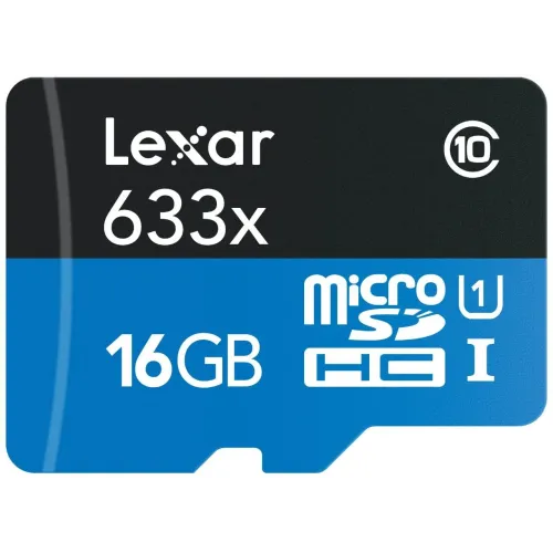 CARTE MEMOIRE 16GB MICRO SDHC 633X CL10 UHS -1+ADAPTER LEXAR