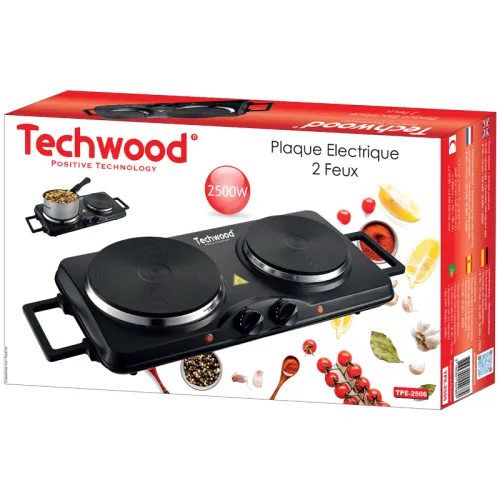 PLAQUE ELECTRIQUE  NOIR 2 F TECHWOOD