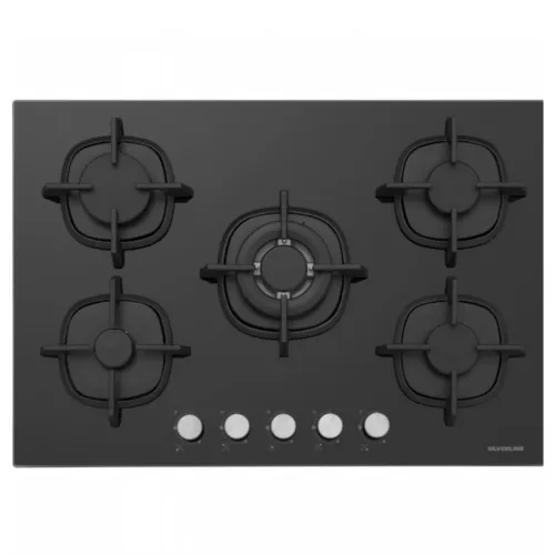 TABLE DE CUISSON EN VERRE NOIR 5F A GAZ  SILVERLINE